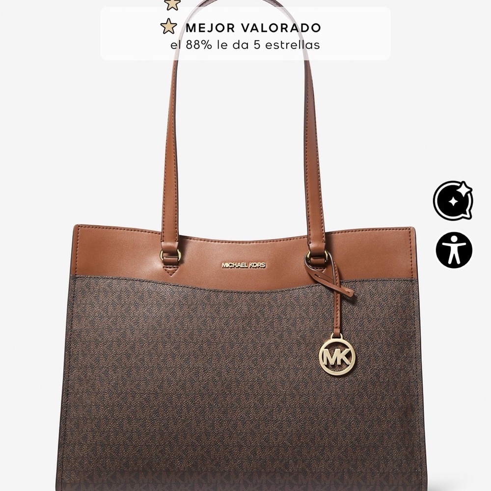 Michael Kors Elegant Brown and Tan Jet Set Travel LG MF PKT Tote